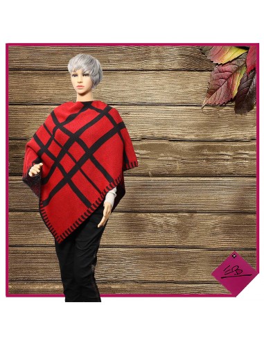 Poncho maille jersey ROUGE et NOIR