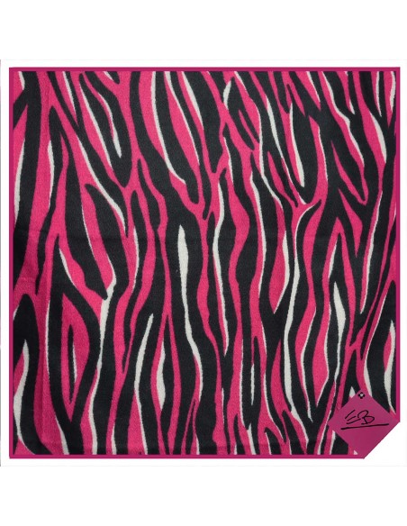 Echarpe NOIRE ET FUSCHIA , motif vagues