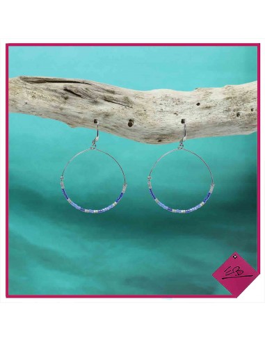 Boucles d'oreilles, perles divers bleus