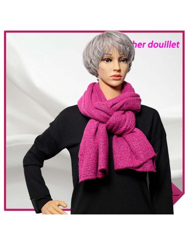 Echarpe ,uni fuchsia, toucher douillet