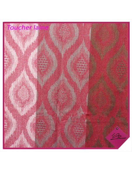 Echarpe toucher laineux, effet jacquard, dominance ROSE