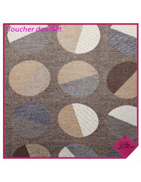 Echarpe douce, jacquard, BRUN BEIGE, finition franges