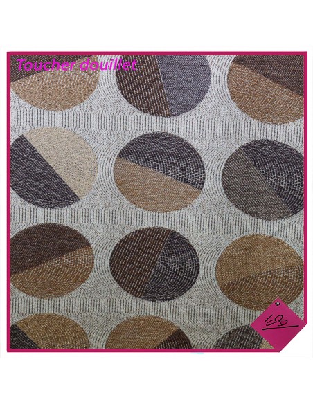 Echarpe douce, jacquard, BRUN BEIGE, finition franges