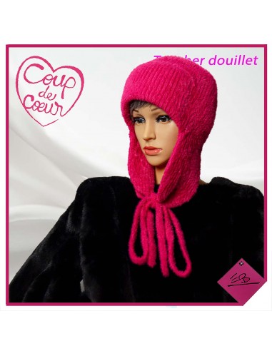 Bonnet FUSCHIA, caches oreilles et lien pour maintien