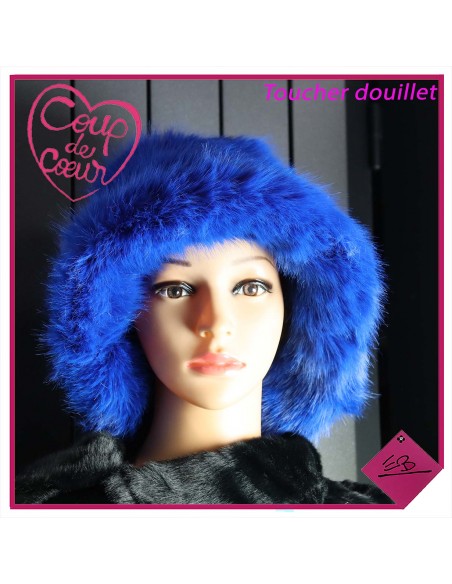 Chapeau BLEU ROYAL, fausse fourrure