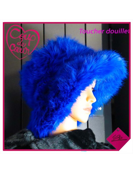 Chapeau BLEU ROYAL, fausse fourrure