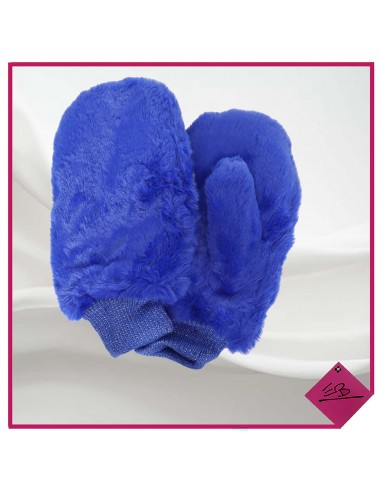 Moufles BLEU ROYAL, poignets tricot