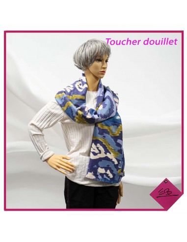 Echarpe toucher douillet, motif camouflage dominance BLEUE