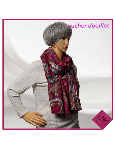 Echarpe toucher douillet, patchs sur fond PRUNE