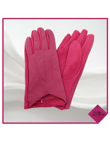 Gant FUSCHIA, effet cuir dessus et effet daim intérieur main