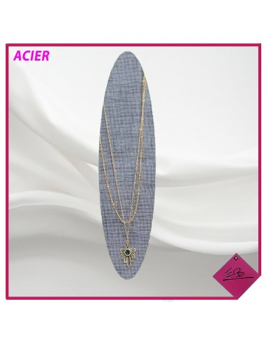 Collier en acier doré, double rangs,...