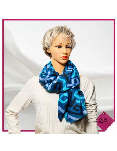 Foulard motif zig zag, divers bleus