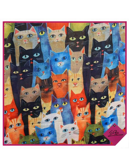 Foulard chats multicolores