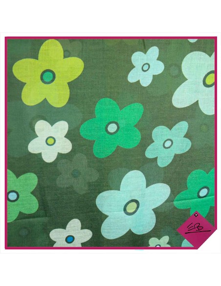 Foulard fleurs vertes