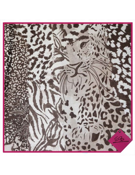 Foulard patch animal, marron écru