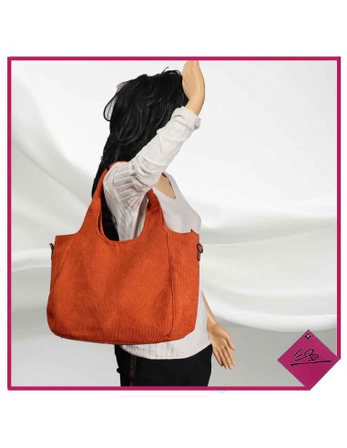 Sac porté épaule en velours orange