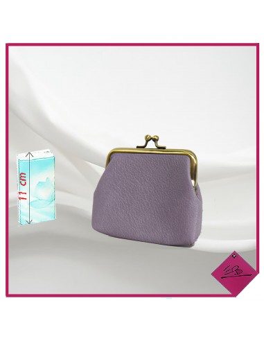 Porte monnaie effet cuir lilas petit modèle, fermeture à clip,