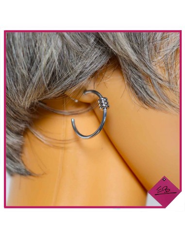 Boucles d'oreilles créoles en acier argenté,