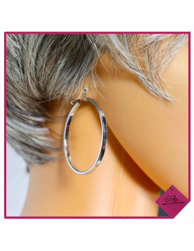 Boucles d'oreilles créoles en acier argenté,