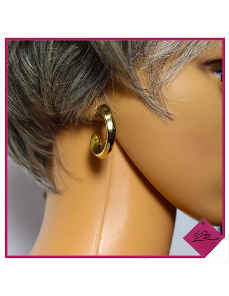 Boucle d'oreille demi créoles en acier doré,