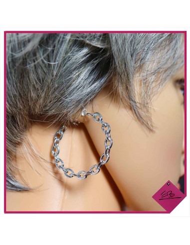 Boucles d'oreilles créoles en acier argenté ,