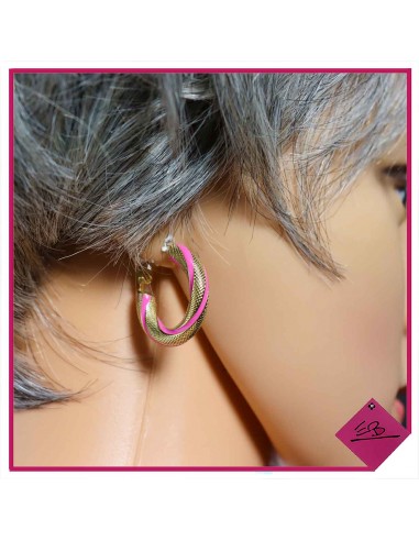 Boucles d'oreilles créoles en acier doré, ROSE