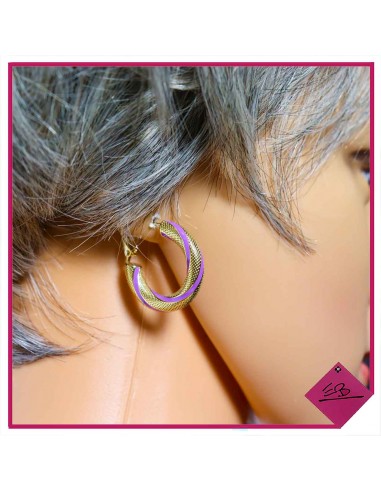 Boucles d'oreilles créoles en acier doré, LILAS