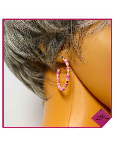 Boucles d'oreilles en acier doré et perles FIMO ROSES