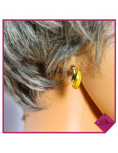 Boucles d'oreilles en acier doré, et émail JAUNE