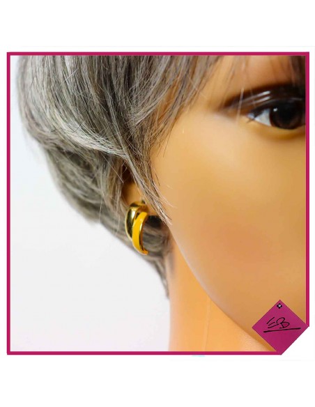 Boucles d'oreilles en acier doré, et émail JAUNE