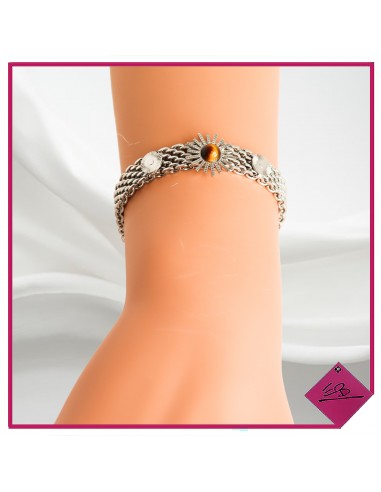 Bracelet en acier argenté, façon gourmette souple