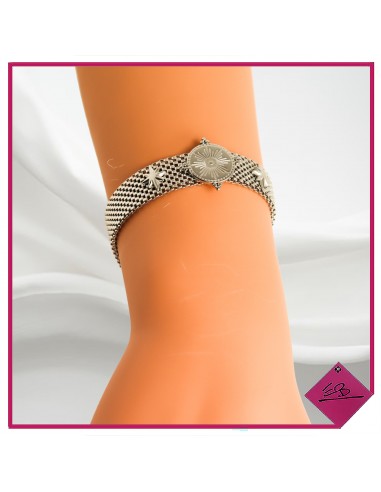 Bracelet en acier argenté, façon gourmette souple