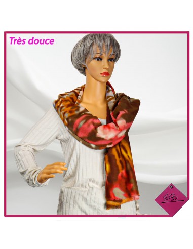 Foulard très doux, aurore boréale à dominance choco