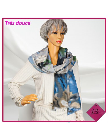 Foulard très doux, aurore boréale à dominance gris