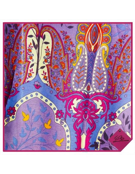 Foulard violet, motif taj mahal