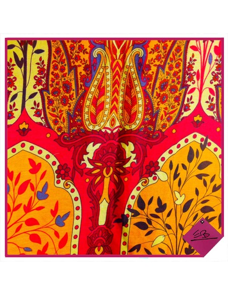 Foulard orange, motif taj mahal