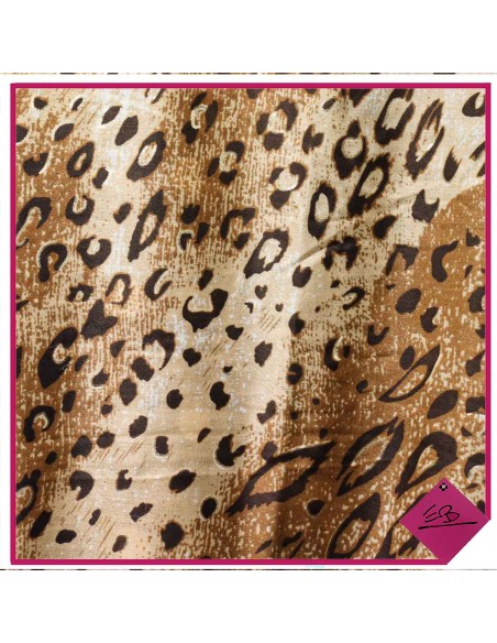 Foulard motif patch animal Caramel et beige