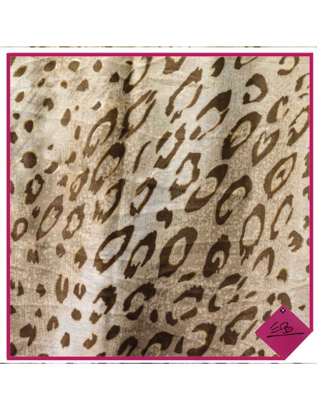 Foulard motif patch animal écru et taupe